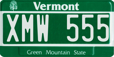 VT license plate XMW555
