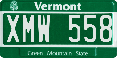 VT license plate XMW558