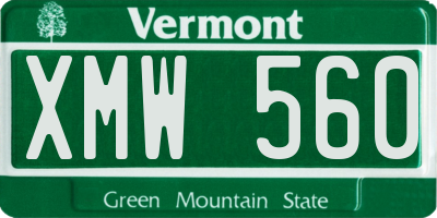VT license plate XMW560