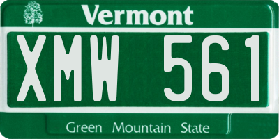 VT license plate XMW561