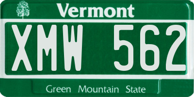 VT license plate XMW562