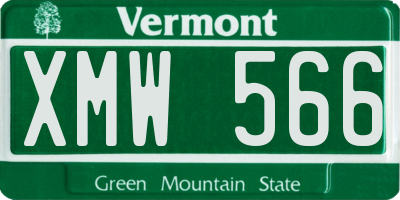 VT license plate XMW566