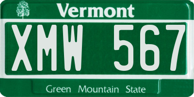 VT license plate XMW567