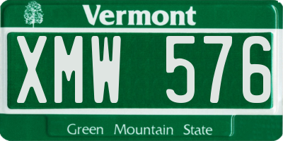 VT license plate XMW576