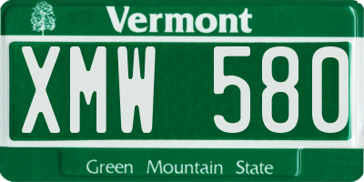 VT license plate XMW580