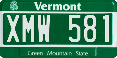 VT license plate XMW581