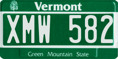 VT license plate XMW582
