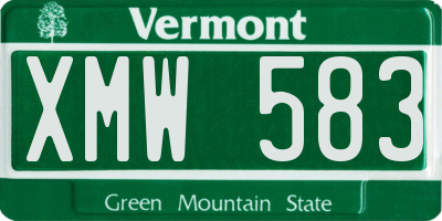 VT license plate XMW583