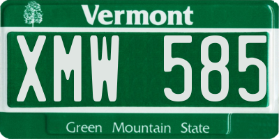 VT license plate XMW585
