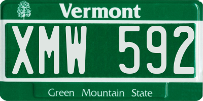 VT license plate XMW592