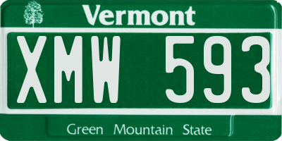 VT license plate XMW593