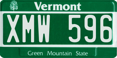 VT license plate XMW596