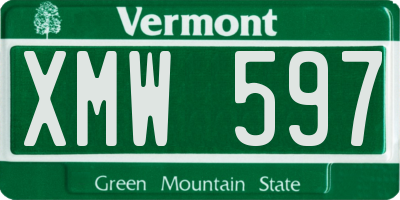 VT license plate XMW597