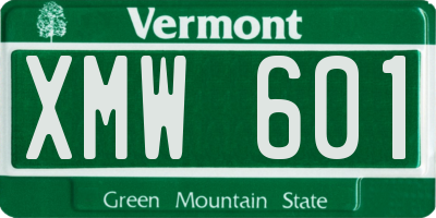 VT license plate XMW601