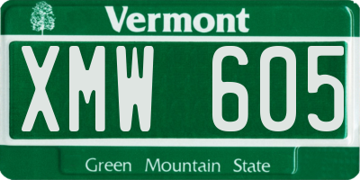 VT license plate XMW605