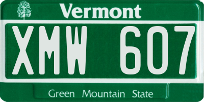 VT license plate XMW607