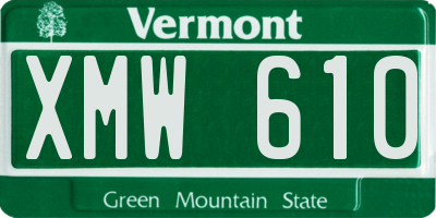 VT license plate XMW610