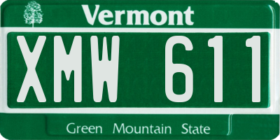 VT license plate XMW611