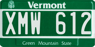 VT license plate XMW612