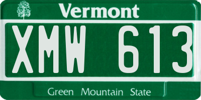 VT license plate XMW613