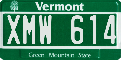 VT license plate XMW614