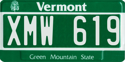 VT license plate XMW619