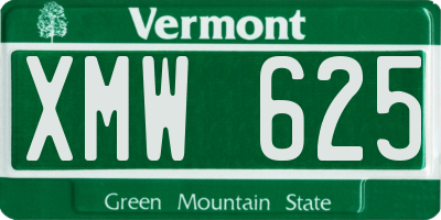 VT license plate XMW625