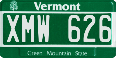 VT license plate XMW626