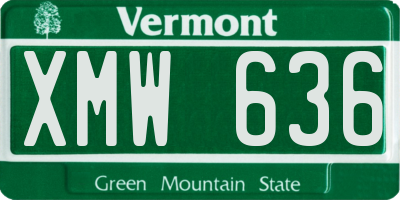 VT license plate XMW636