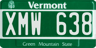 VT license plate XMW638
