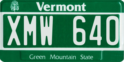VT license plate XMW640