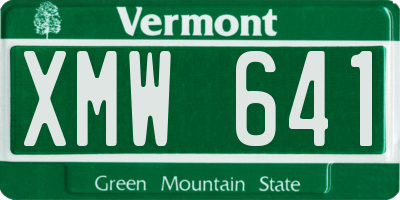 VT license plate XMW641