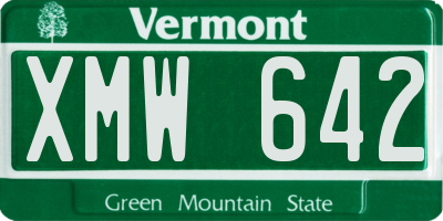 VT license plate XMW642