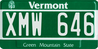 VT license plate XMW646