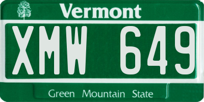VT license plate XMW649