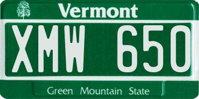VT license plate XMW650