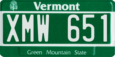 VT license plate XMW651
