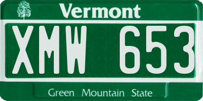 VT license plate XMW653