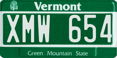 VT license plate XMW654