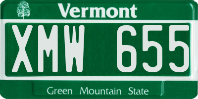 VT license plate XMW655