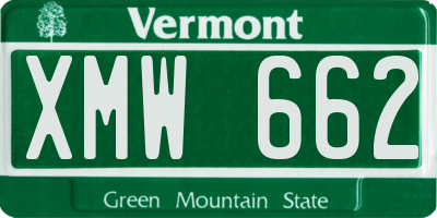 VT license plate XMW662
