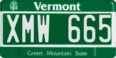 VT license plate XMW665