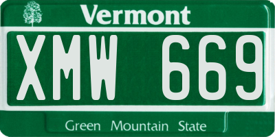 VT license plate XMW669