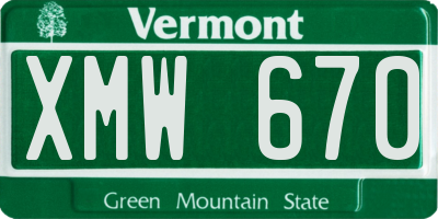 VT license plate XMW670