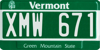 VT license plate XMW671