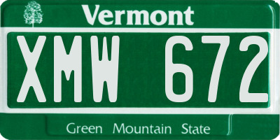VT license plate XMW672