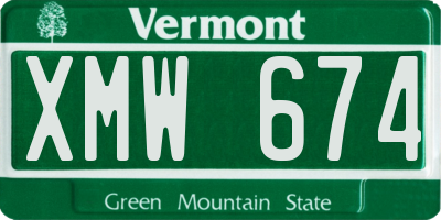 VT license plate XMW674