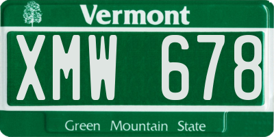 VT license plate XMW678