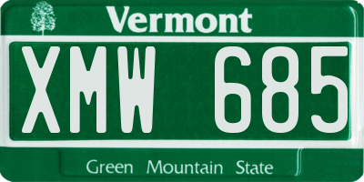VT license plate XMW685