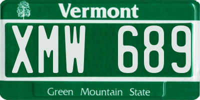 VT license plate XMW689